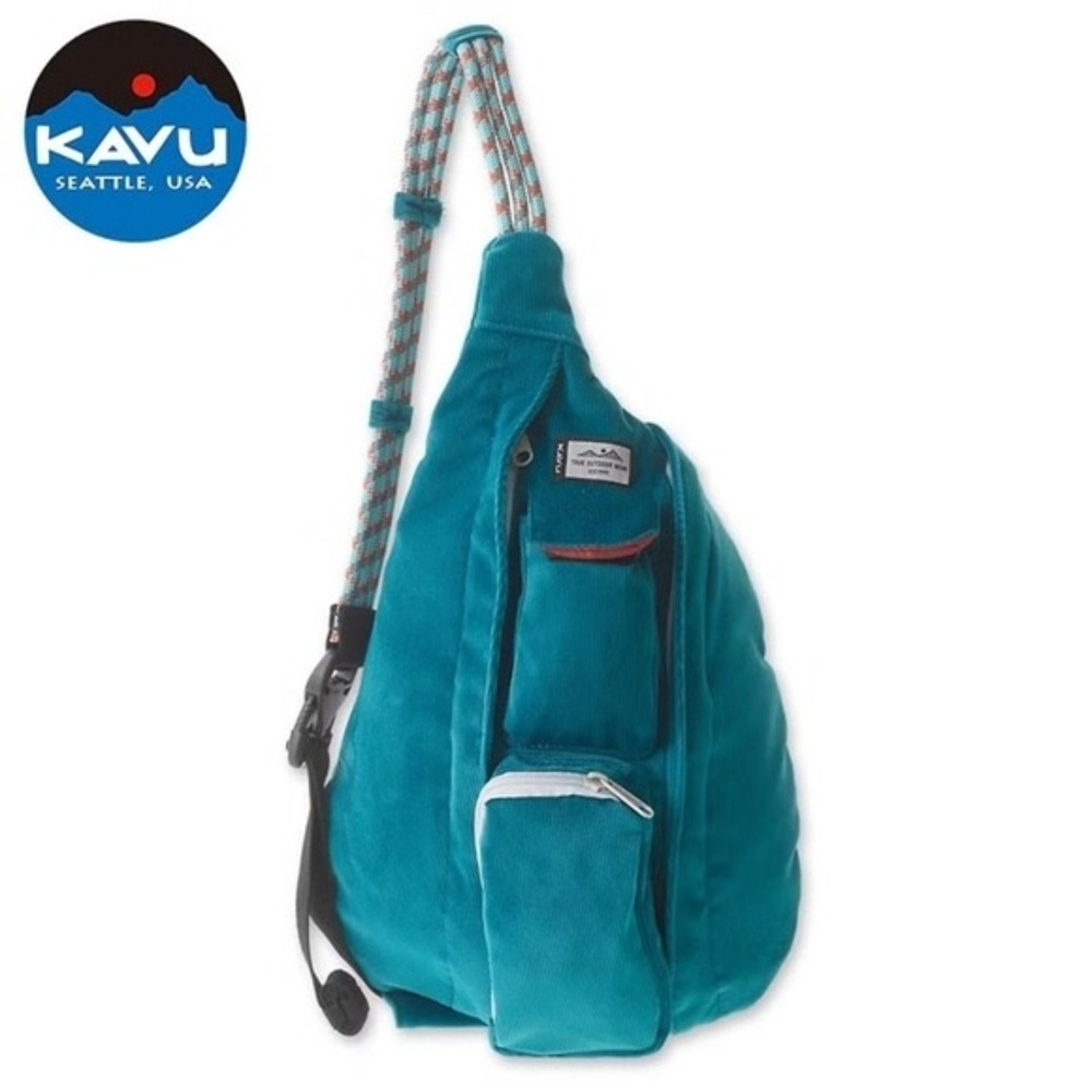 KAVU Teal Corduroy Sling Rope Crossbody Backpack Hiking Gorpcore Utility
